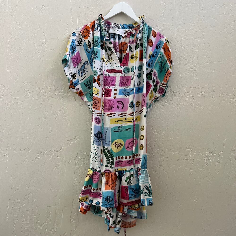 EUC $399 Anthropologie Beatrice B 100% Silk Sea Printed Mini Dress - Picture 5 of 9